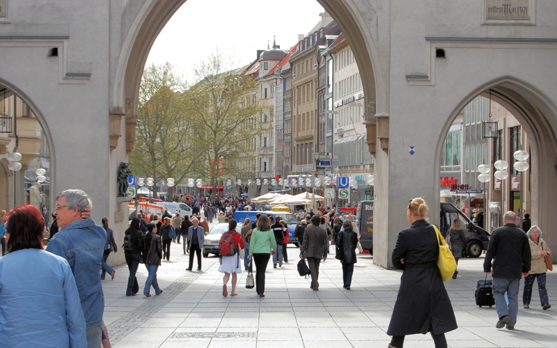 18 - The Karlstor gate in Munich, Germany, a historical entrance to the city center built in the 14th century